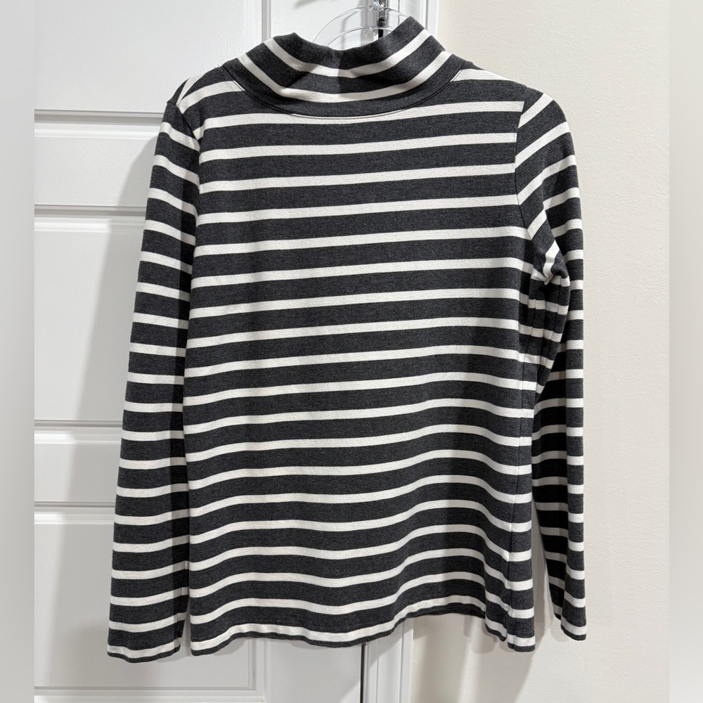 Lands' End Striped Mock Turtleneck Normcore S